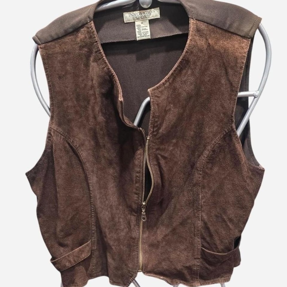 Women's retro brown suede vest by innovation sport size 16‎ (xl3)